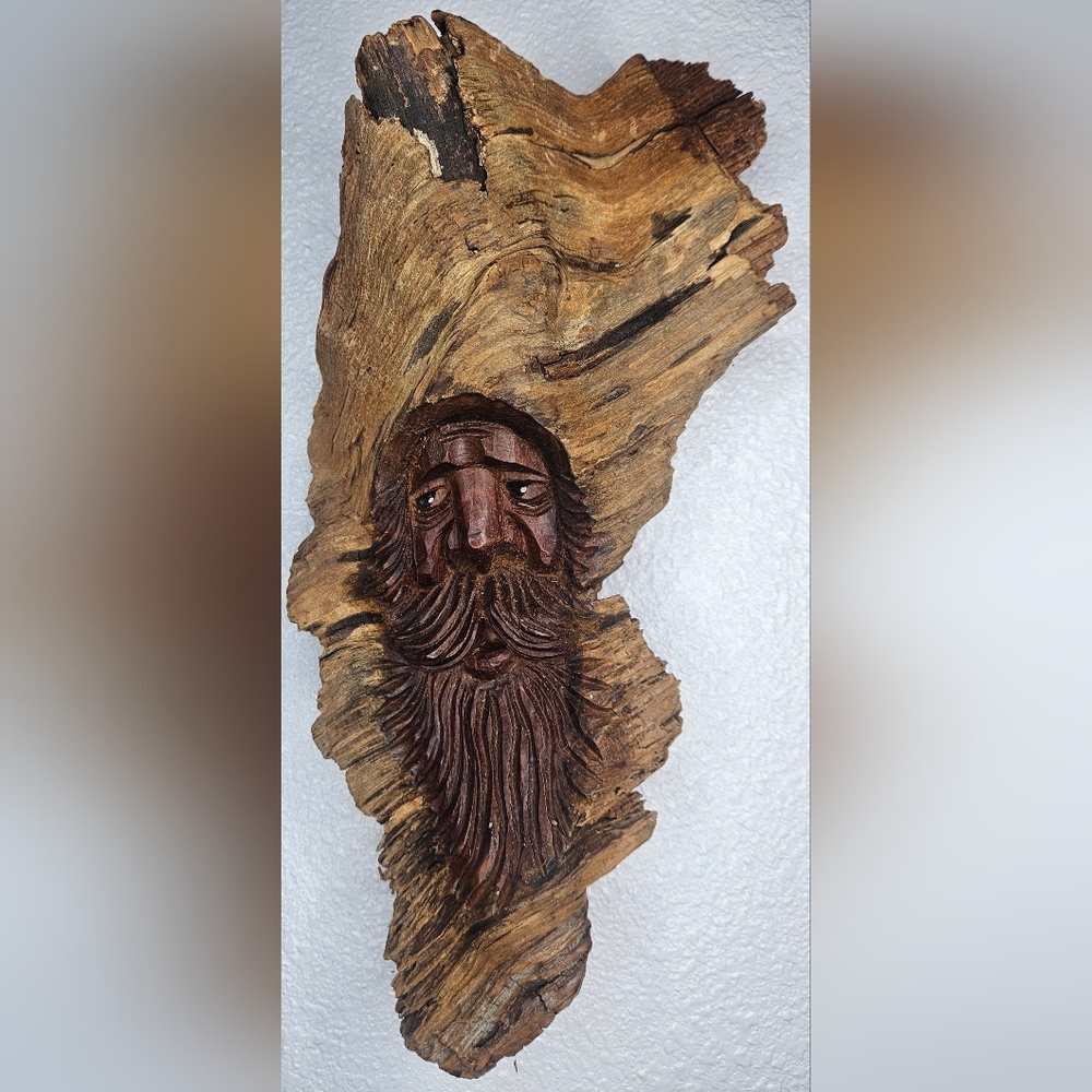 Vintage 1989 Mountain Man Wood Carving Folk Art